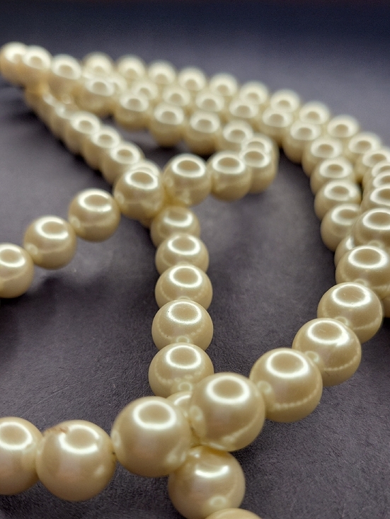 925 Sterling Silver Jewelry - Cream Double Strand Beaded Necklace